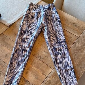 Printed Performance Leggings in Blue, Black and White